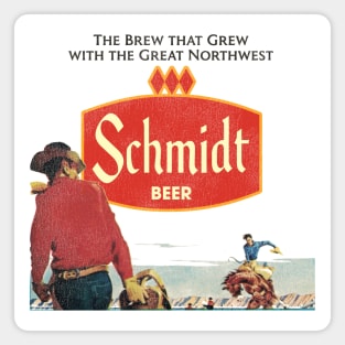 Schmidt Beer Retro Defunct Cowboy Nature Scene Magnet